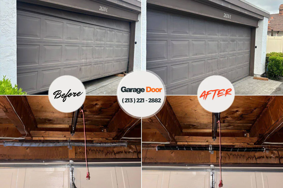 Before and after: garage door repair Danvers, IL